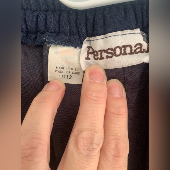 Personal Womens Vintage A Line Skirt 12 Blue Pleated Lined Pockets Preppy Maxi - Picture 8 of 12